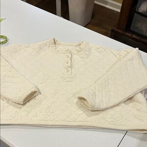 Panels Cream Quilted Cotton Long Sleeve Pajama Set